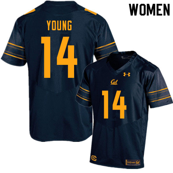 Women #14 Monroe Young Cal Bears UA College Football Jerseys Sale-Navy